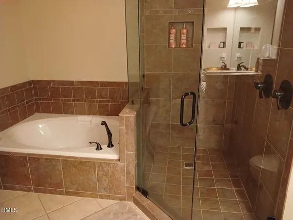 a bathroom with a bathtub