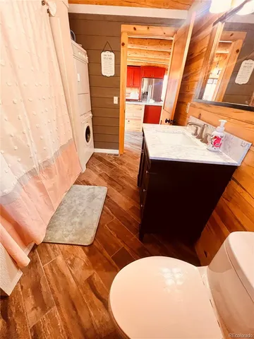 a living room with a rug