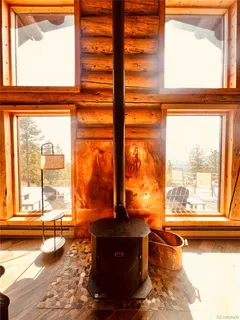 a living room with a large window