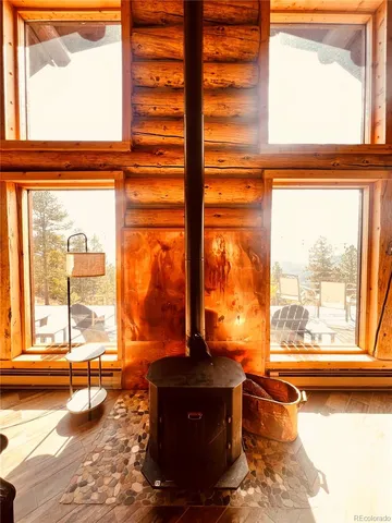 a living room with a large window