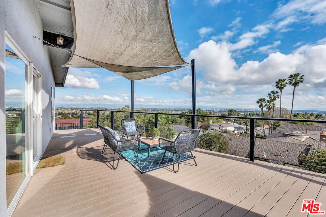 a outdoor view with a sitting space