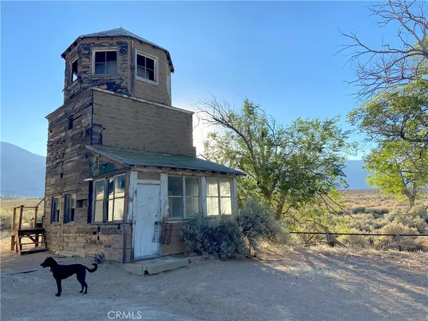 a view of a terrace with a mountain