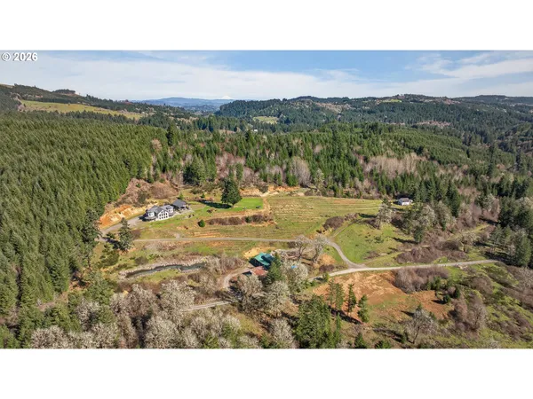 a view of an aerial view of residential houses with outdoor space and trees