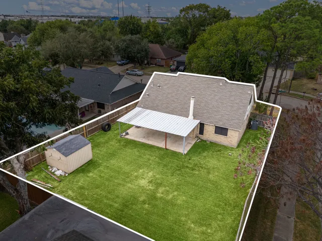 an aerial view of a house