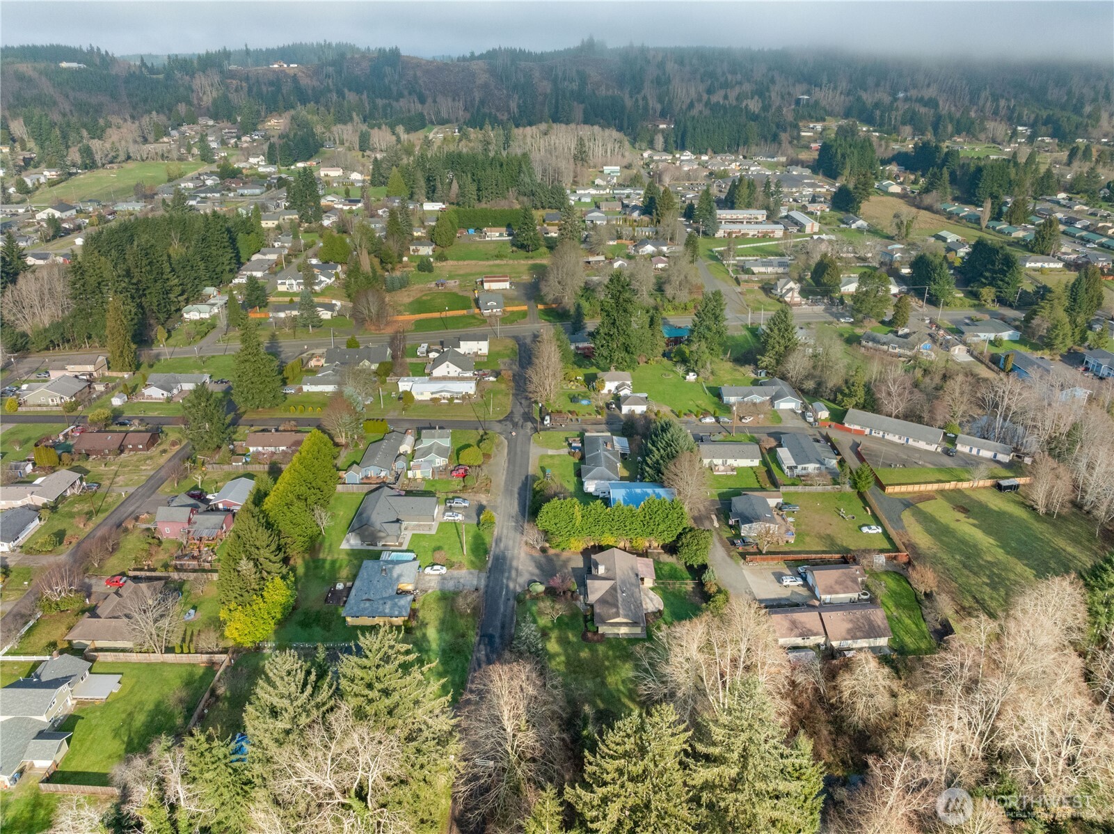 214 Talbot Street North Montesano, WA 98563 - Photo 35 of 40 an aerial view of residential houses with outdoor space and trees