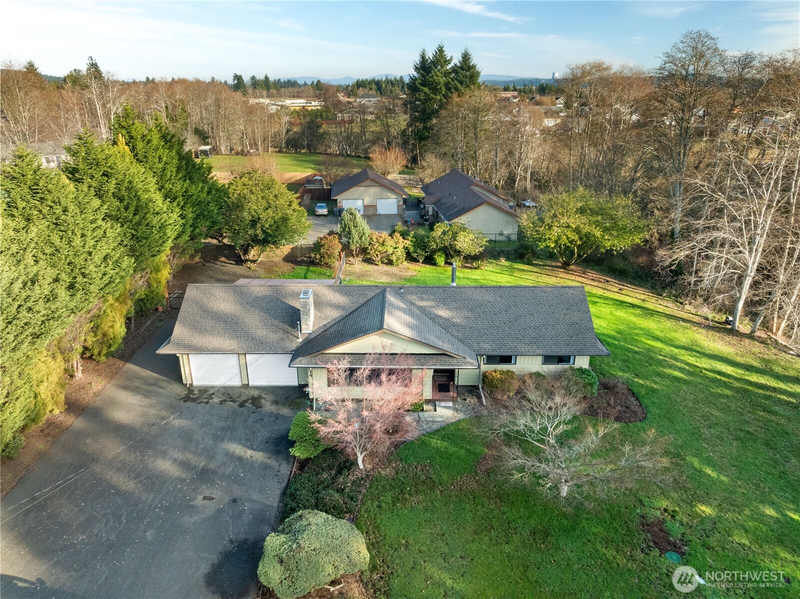 214 Talbot Street North Montesano, WA 98563 - Photo 37 of 40 an aerial view of residential houses with outdoor space and trees