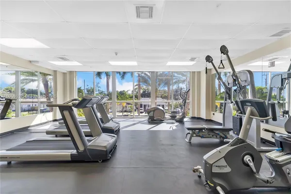 a view of a room with gym equipment