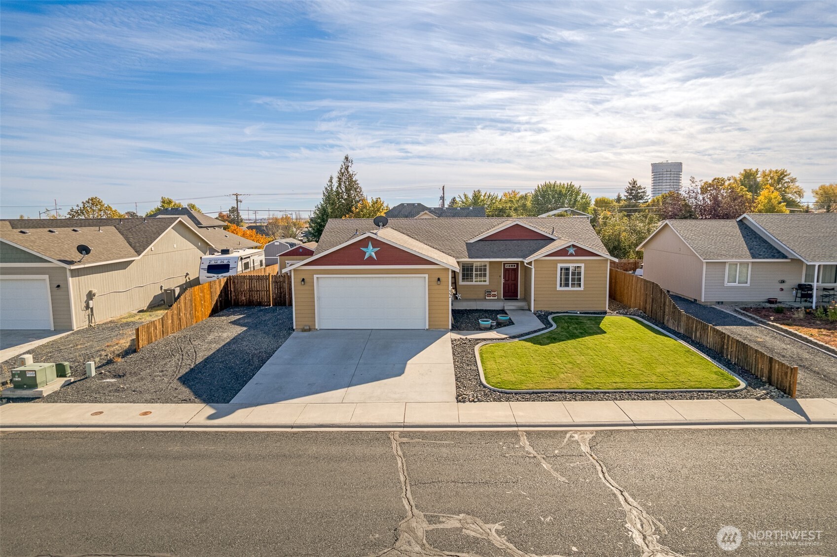an aerial view of a house