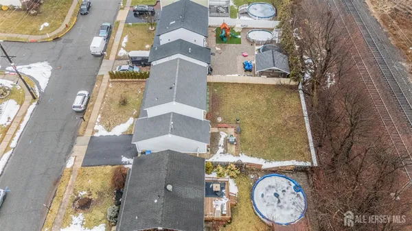 an aerial view of a highlighted house