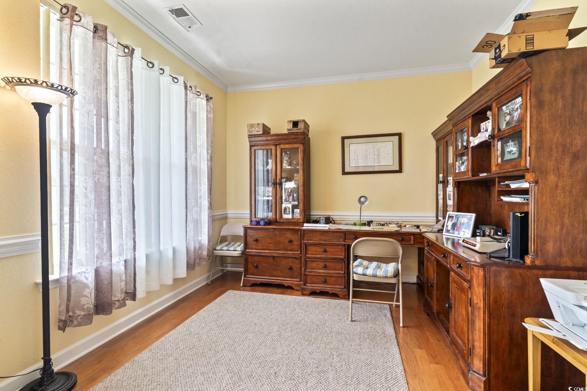 2356 Seneca Ridge Drive Myrtle Beach, SC 29579 - Photo 4 of 39 Home office featuring ornamental molding and light wood-style floors