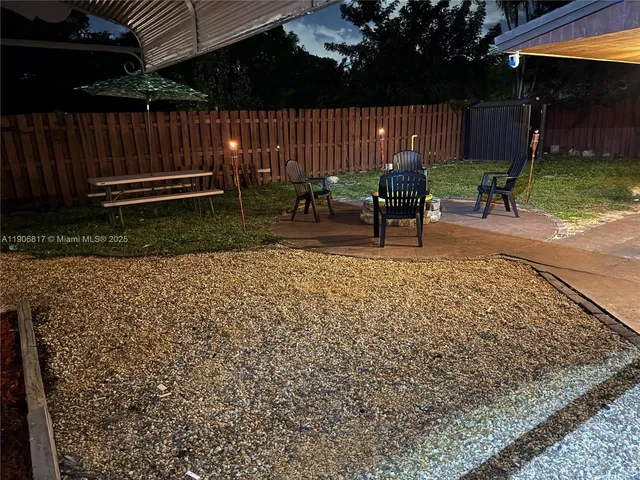 a view of garden with patio