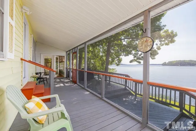 a view of porch with seating space