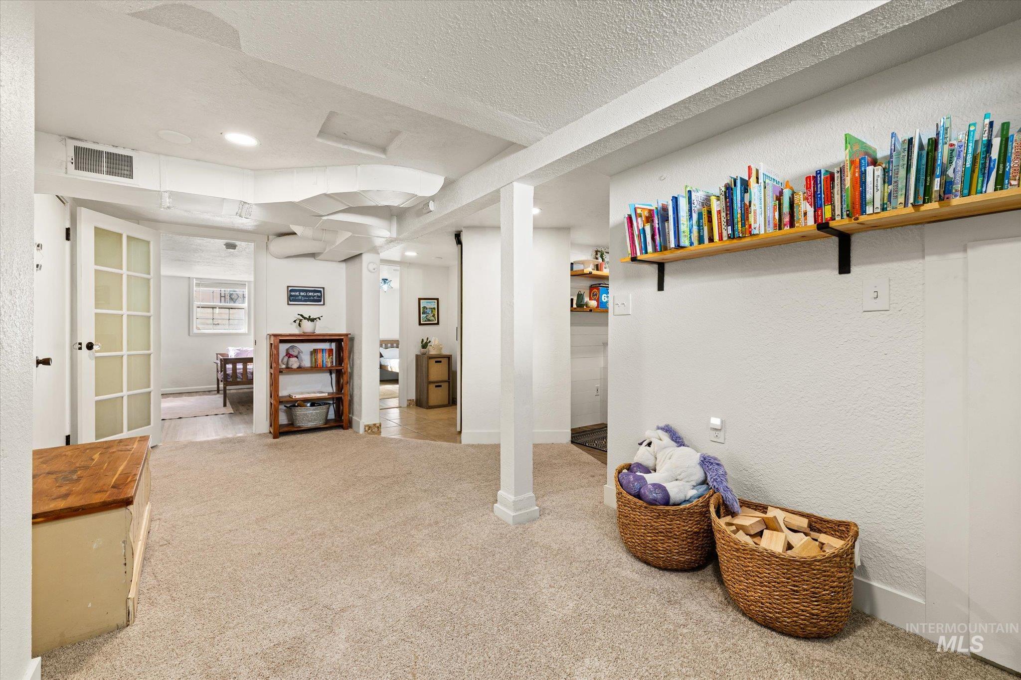 1008 Fillmore Street Caldwell, ID 83605 - Photo 16 of 50 Below grade area featuring carpet flooring, a textured ceiling, and a textured wall