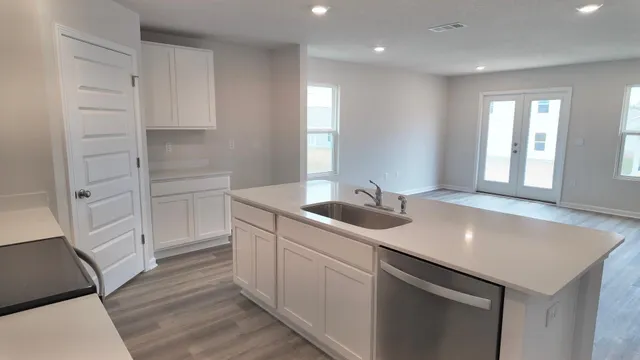 a view of an empty walk in closet