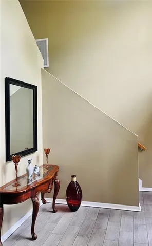 a room with a table and chairs