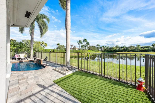 a view of a balcony with lake view