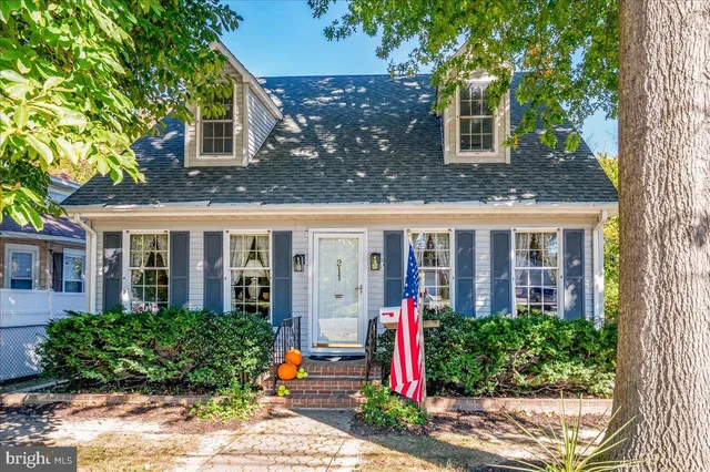a front view of a house with a yard and potted plants