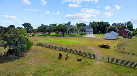 a view of a swimming pool and an outdoor seating