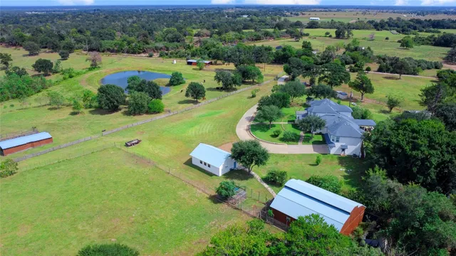 an aerial view of a house