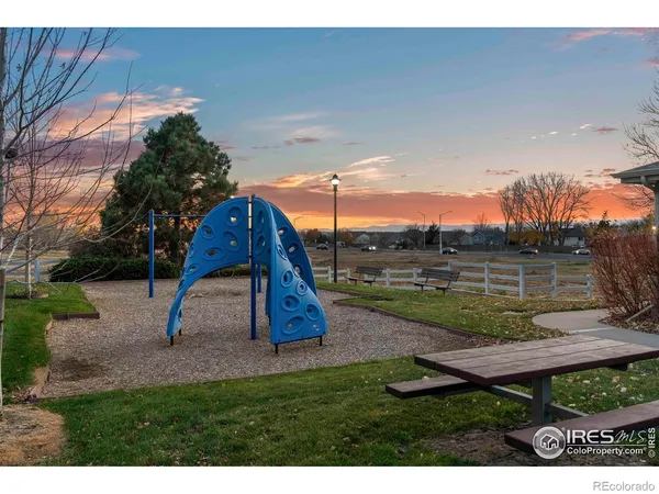 a view of a garden with a slide