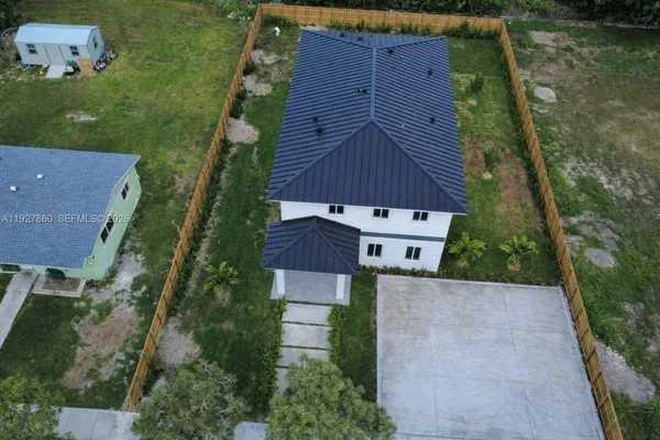 an aerial view of a house