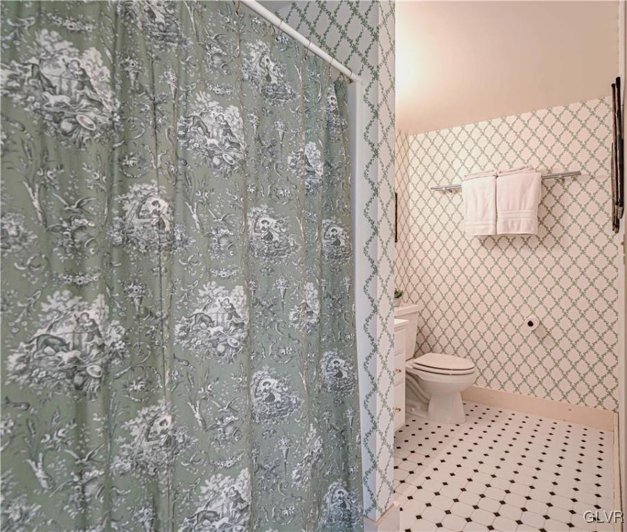 2884 Gallows Hill Road Riegelsville, PA 18077 - Photo 30 of 50 a white toilet sitting next to a shower curtain