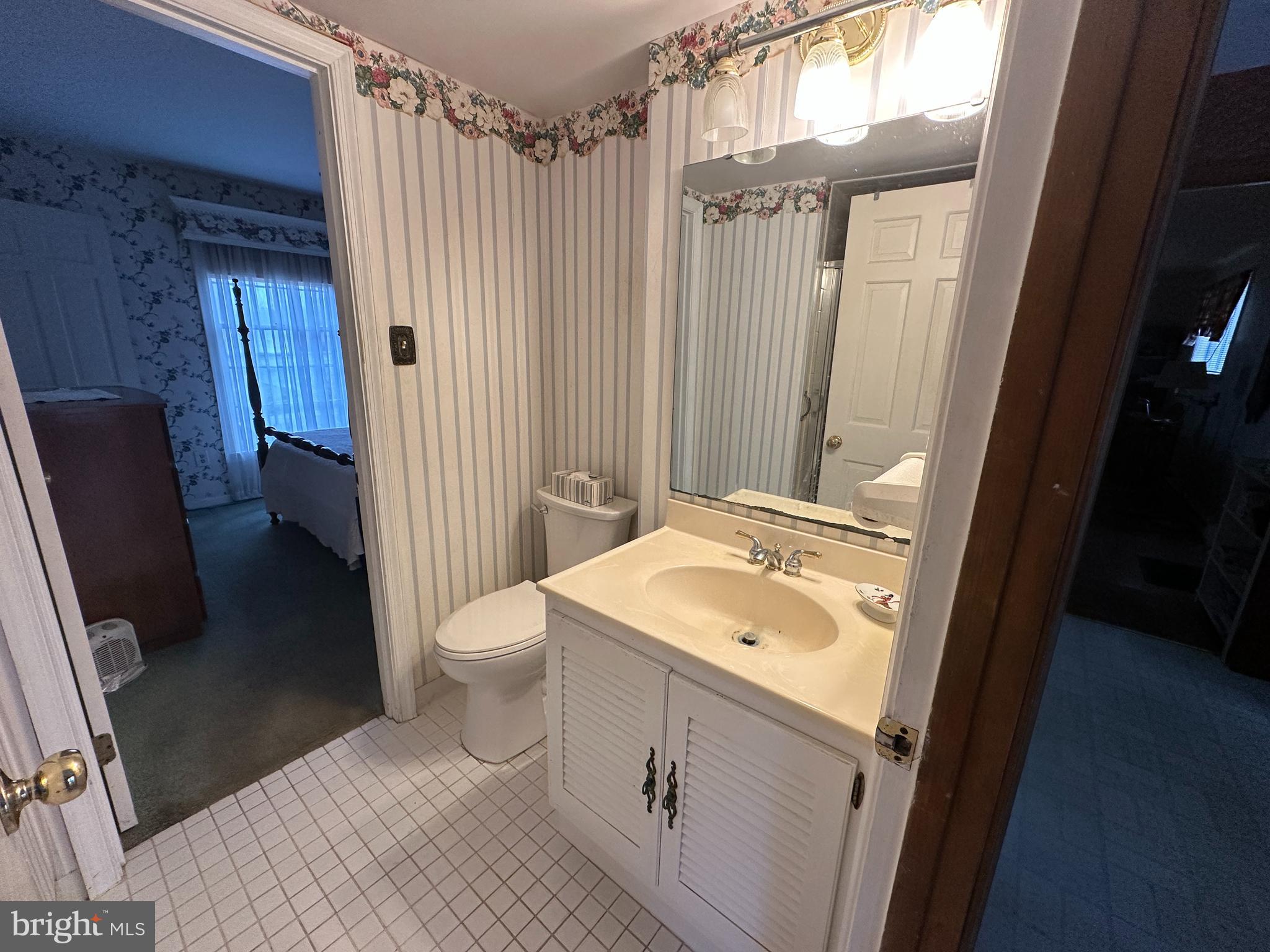 13632 Paradise Church Road Hagerstown, MD 21742 - Photo 18 of 47 a bathroom with a sink a toilet a mirror and shower