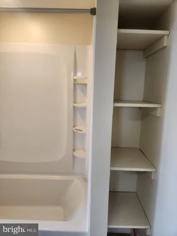 a bathroom with a bathtub