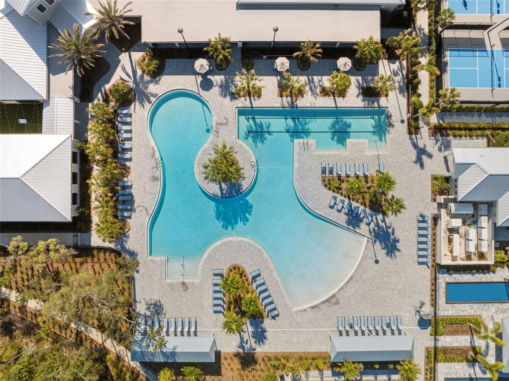 16787 Shell Bay Drive Land O Lakes, FL 34638 - Photo 48 of 54 an aerial view of a swimming pool patio and outdoor seating