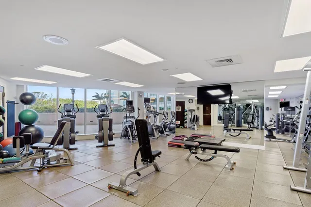 a view of a room with gym equipment