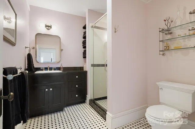 a bathroom with a toilet a sink and mirror