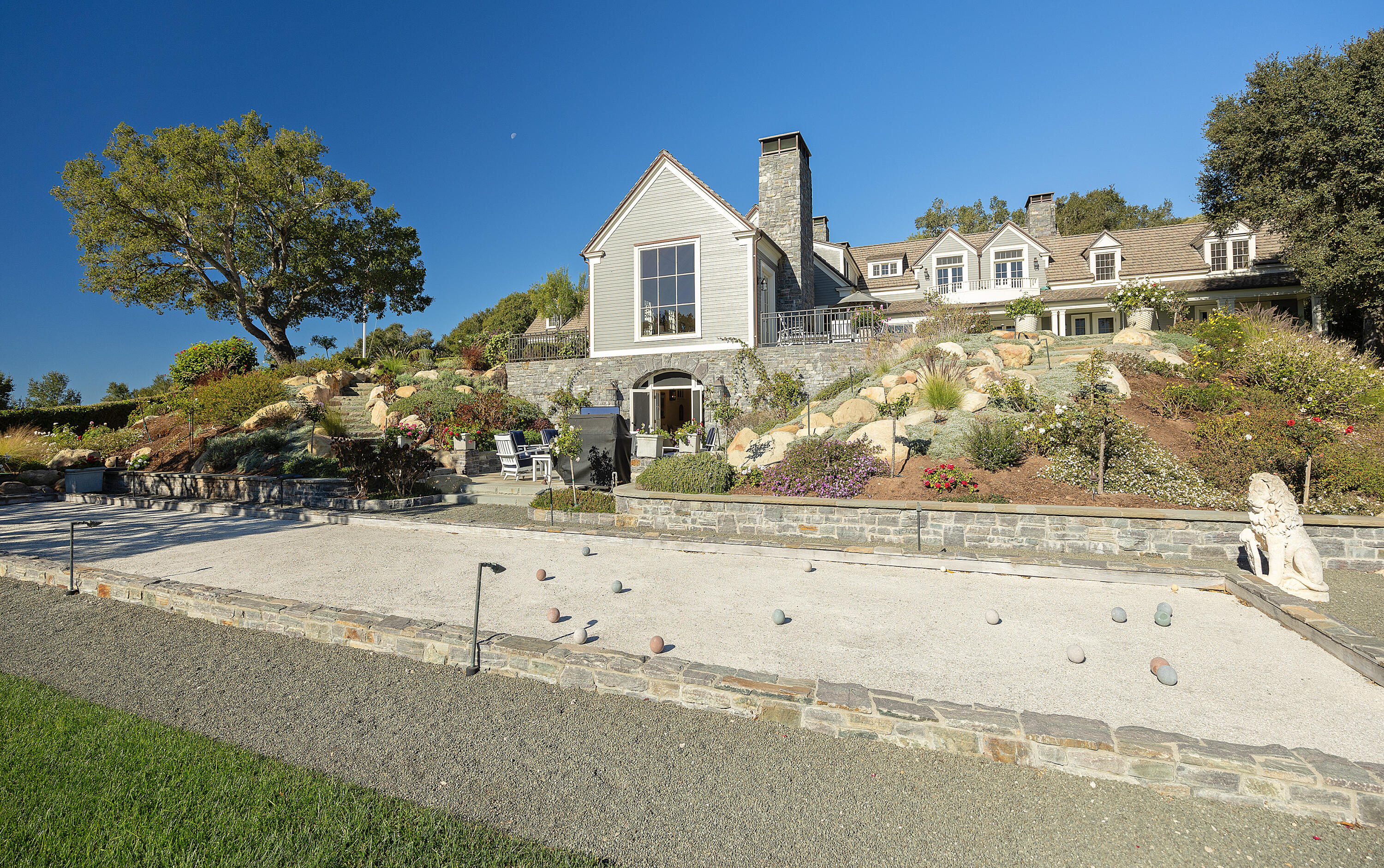 2820 Torito Road Santa Barbara, CA 93108 - Photo 17 of 43 Back Exterior with Bocce Ball Court