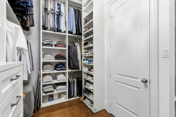 a bathroom with a bathtub and shower