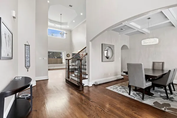 a view of a livingroom with furniture and a work space