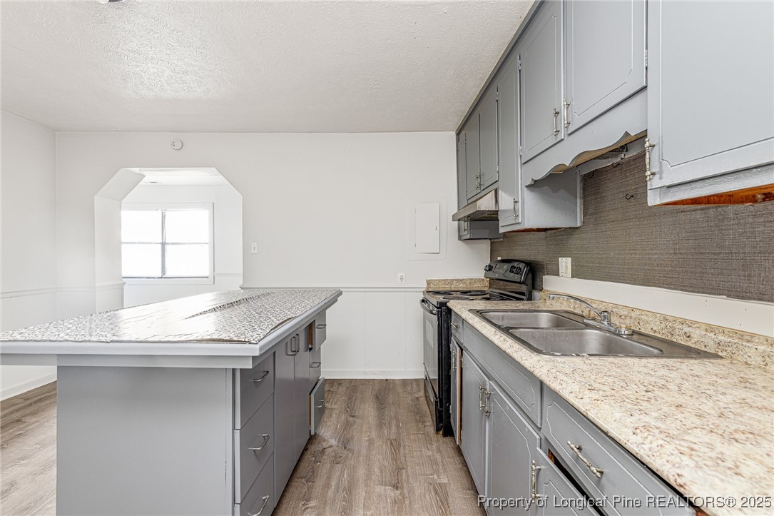 210 South Plymouth Street, Unit 1 Fayetteville, NC 28312 - Photo 10 of 26 a kitchen with granite countertop stainless steel appliances a sink a stove and a wooden floors