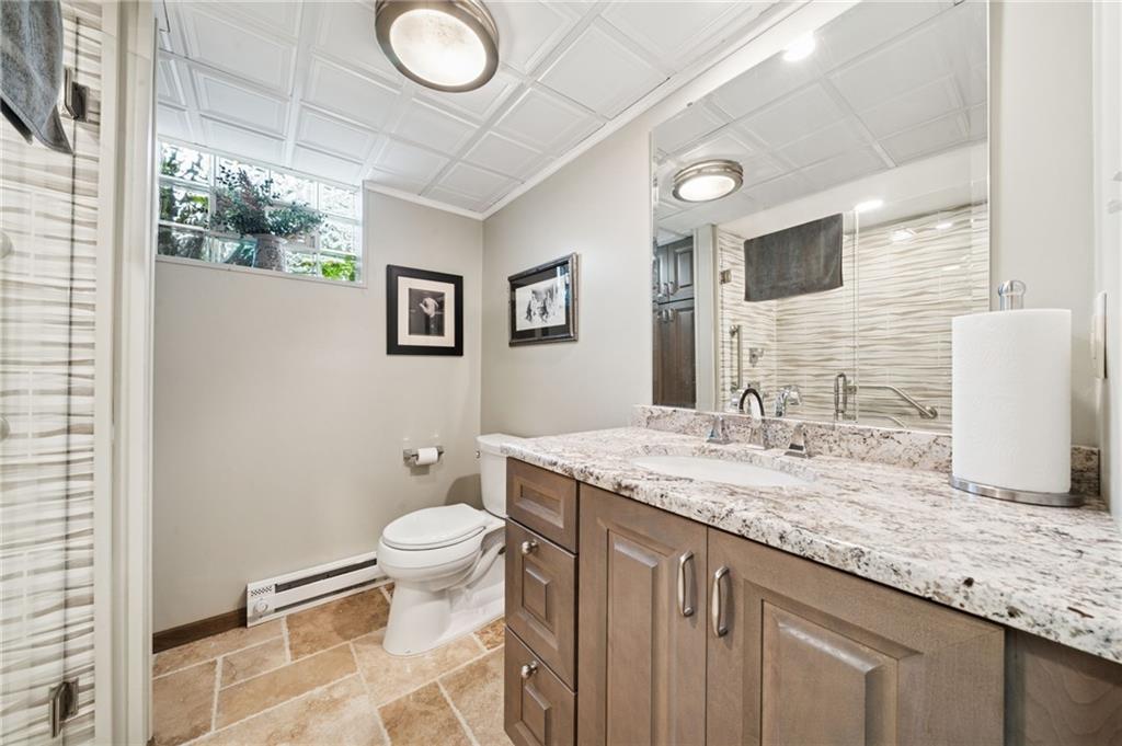 353 Linnwood Road Eighty Four, PA 15330 - Photo 26 of 36 a bathroom with a granite countertop sink toilet and mirror