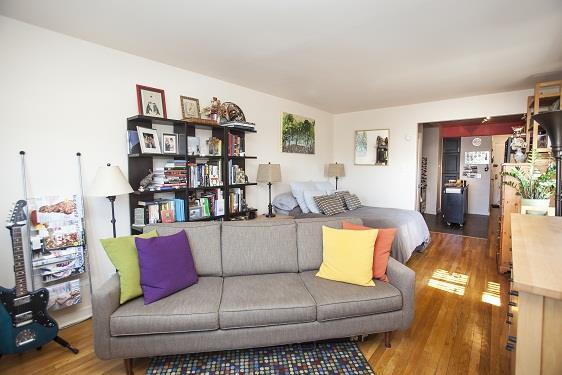 220 Congress Street, Unit 4G Brooklyn, NY 11201 - Photo 1 of 8 a living room with furniture and a book shelf