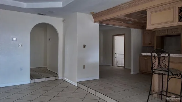 a view of a room with a window