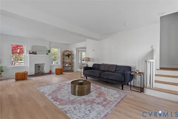 a living room with furniture and a couch