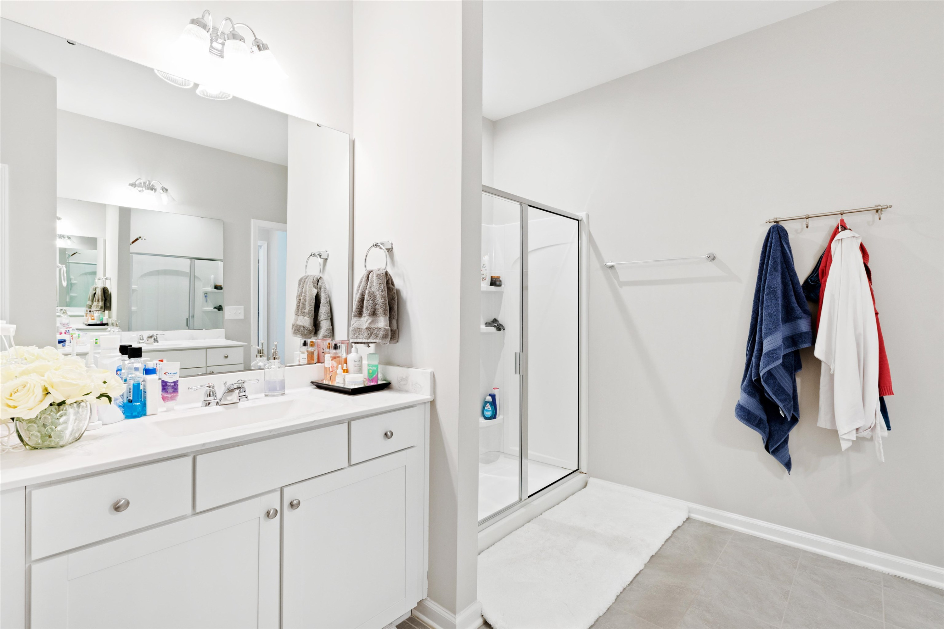 1636 Brussels Drive Apex, NC 27502 - Photo 22 of 35 a bathroom with a sink and mirror