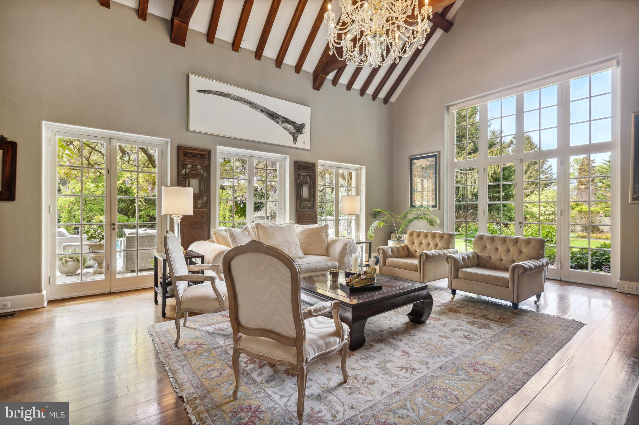 675 Church Road Wayne, PA 19087 - Photo 14 of 57 Great Room - 4 Sets of French Doors Out to Gardens