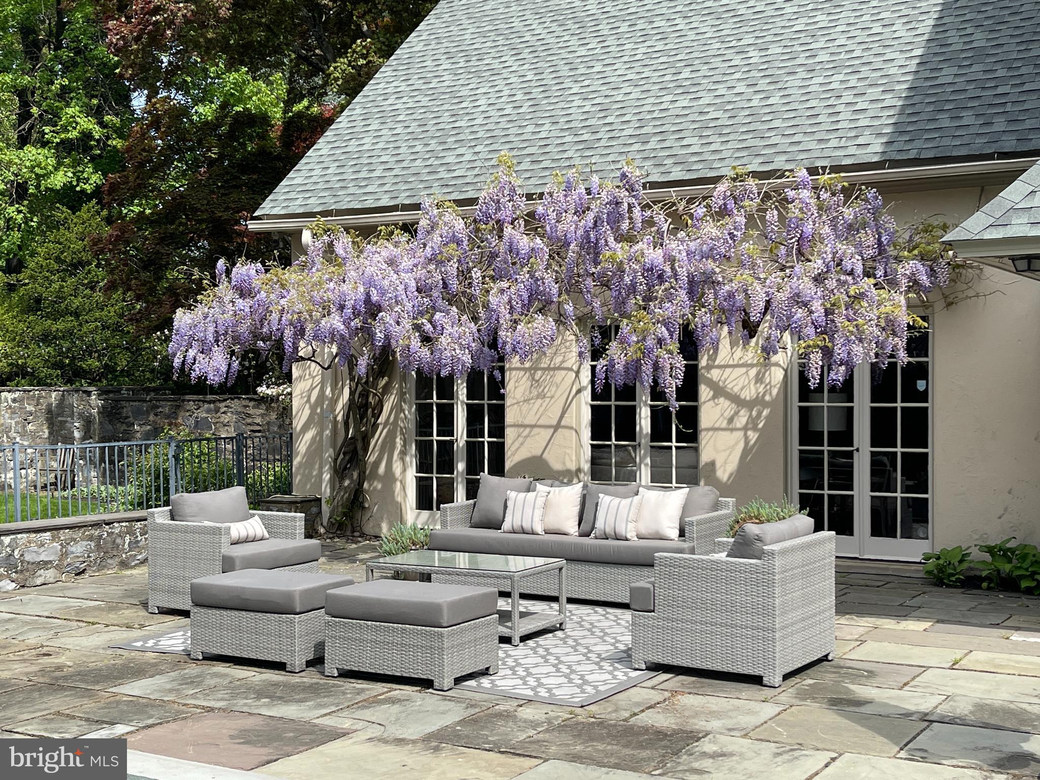 675 Church Road Wayne, PA 19087 - Photo 53 of 57 Wisteria Beauty Over Bank of Great Rm French Doors
