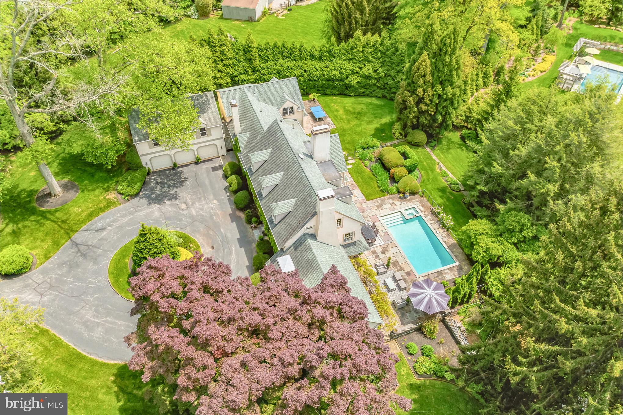 675 Church Road Wayne, PA 19087 - Photo 54 of 57 Aerial View of Entire Property - Private Paradise!