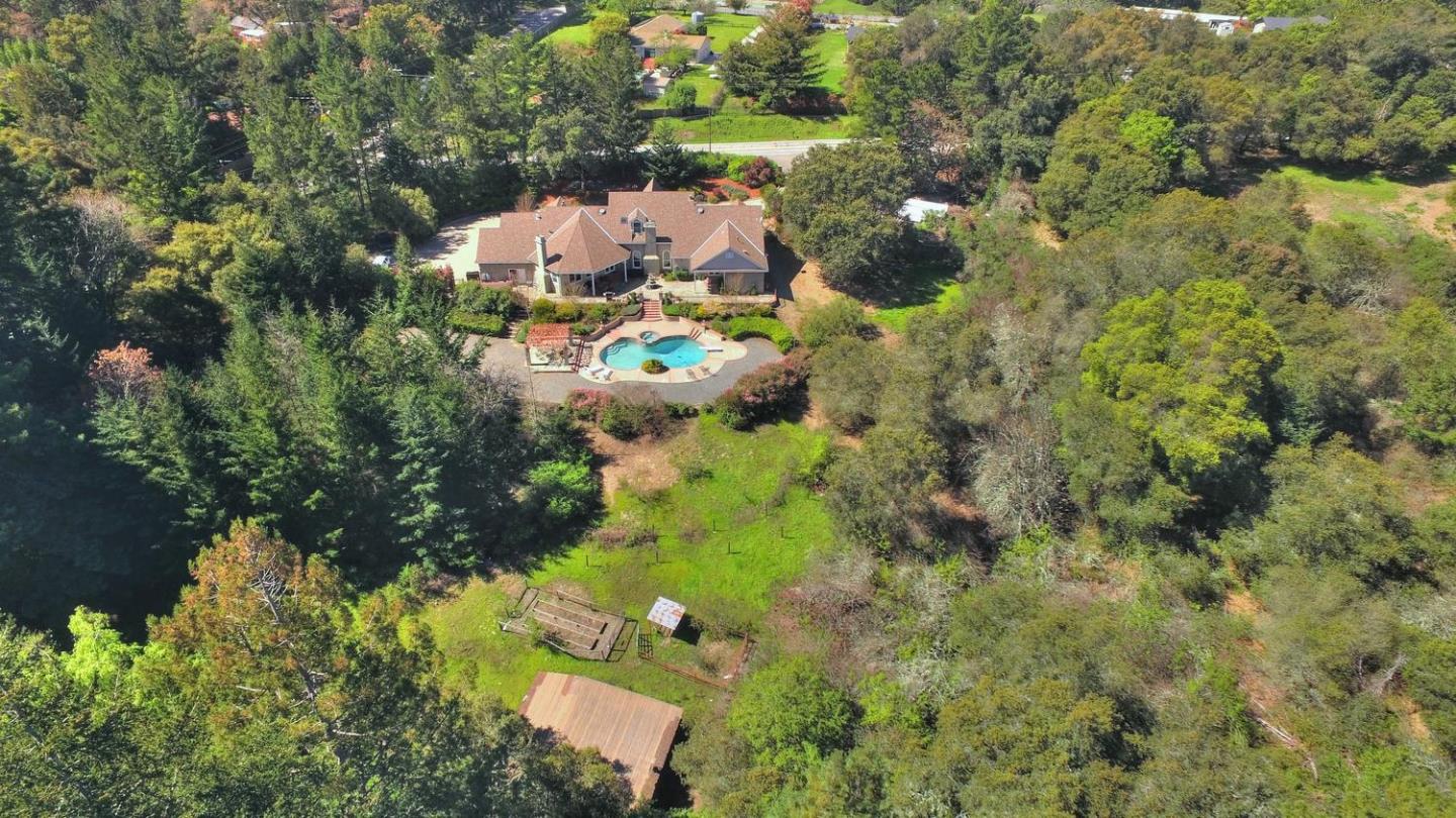 22219 Summit Road Los Gatos, CA 95033 - Photo 29 of 34 an aerial view of residential houses with outdoor space and trees