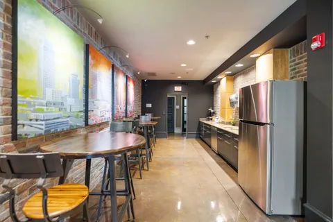 a view of a patio with swimming pool