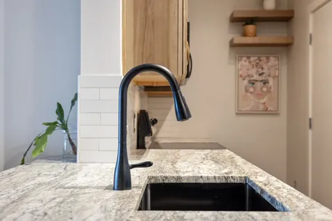 a close view of sink and tap