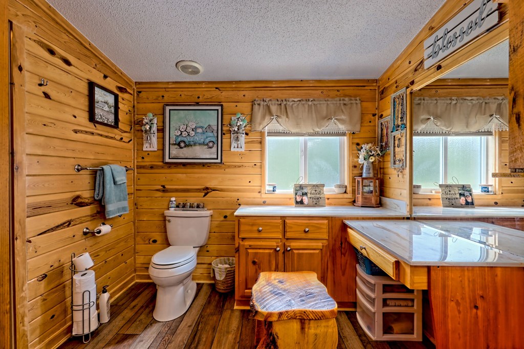 1483 Hilltop Road Murphy, NC 28906 - Photo 18 of 74 a large bathroom with a sink a toilet and a mirror