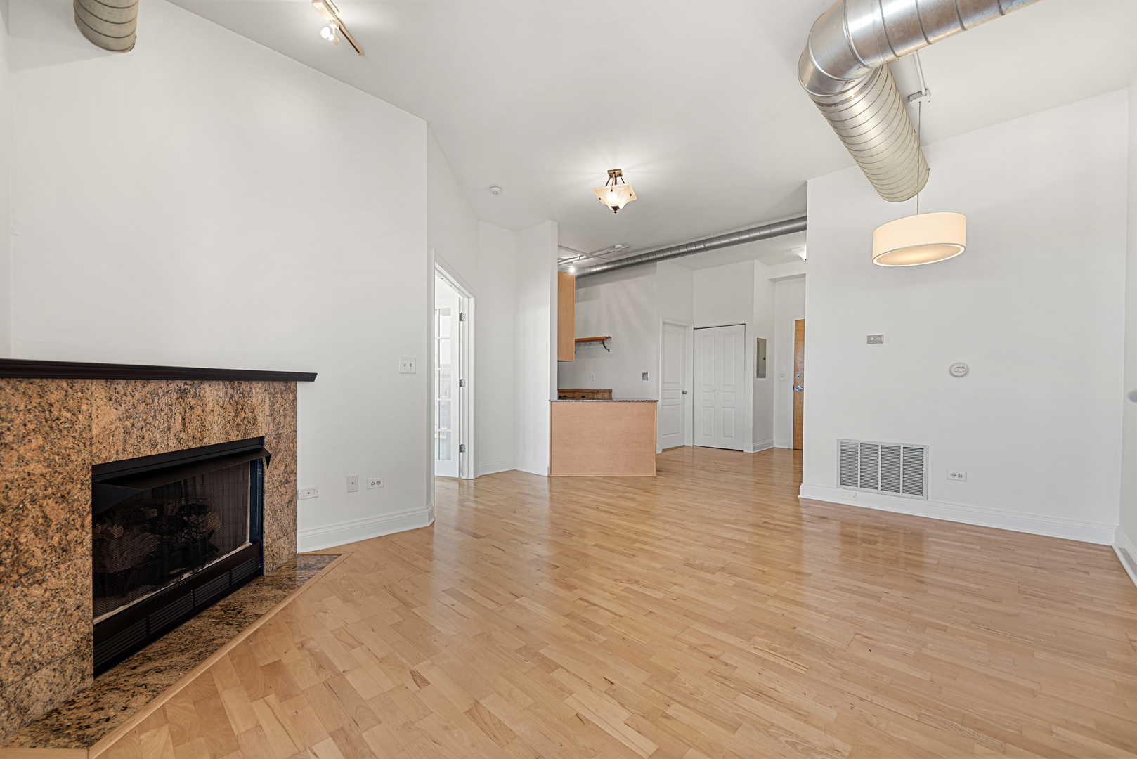 4020 North Damen Avenue, Unit 404 Chicago, IL 60618 - Photo 17 of 17 a view of empty room with wooden floor and fireplace