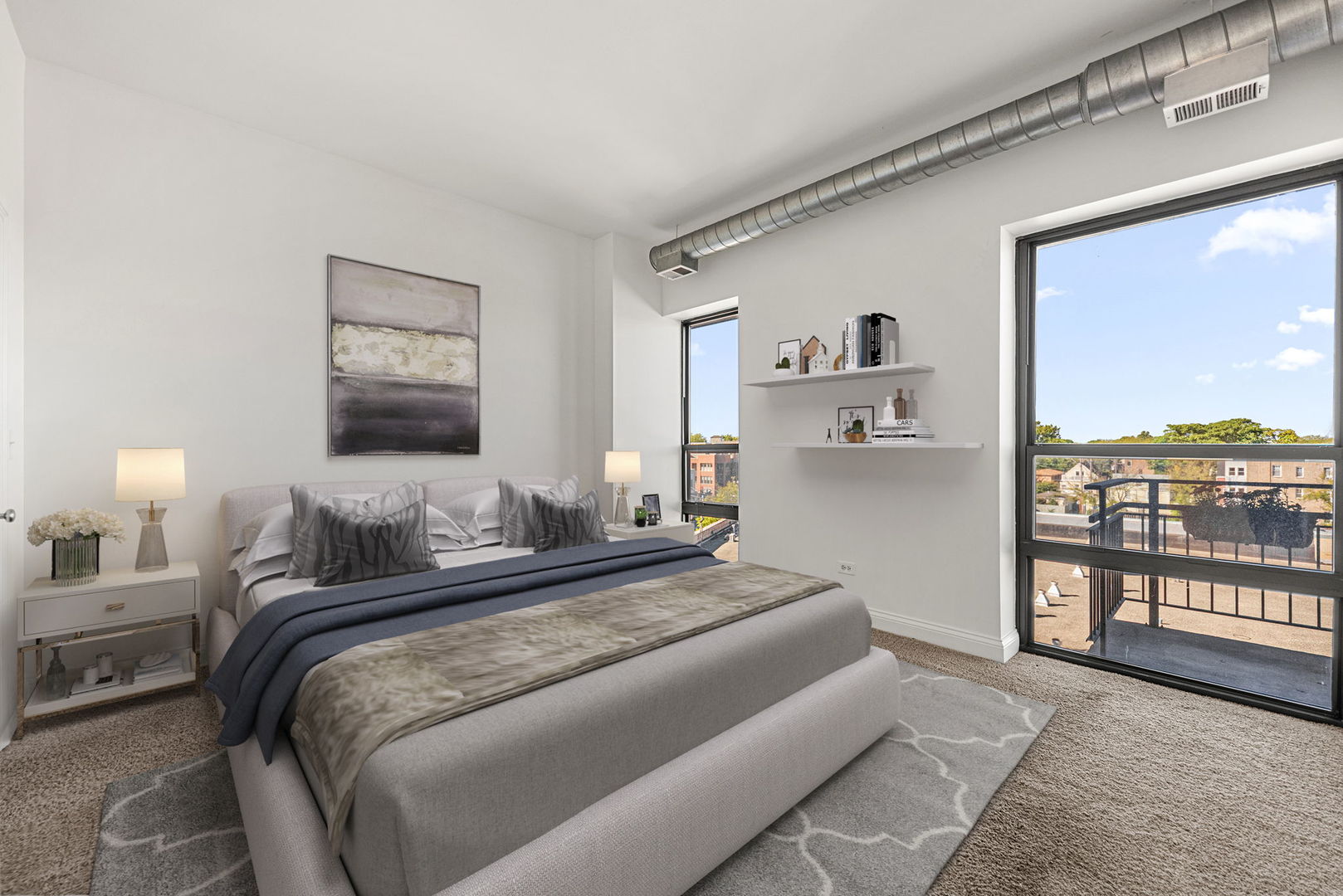 4020 North Damen Avenue, Unit 404 Chicago, IL 60618 - Photo 6 of 17 a bedroom with a large bed and a large window