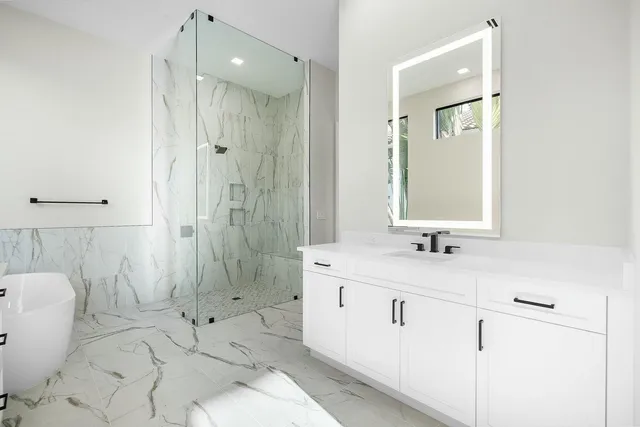 a bathroom with a shower